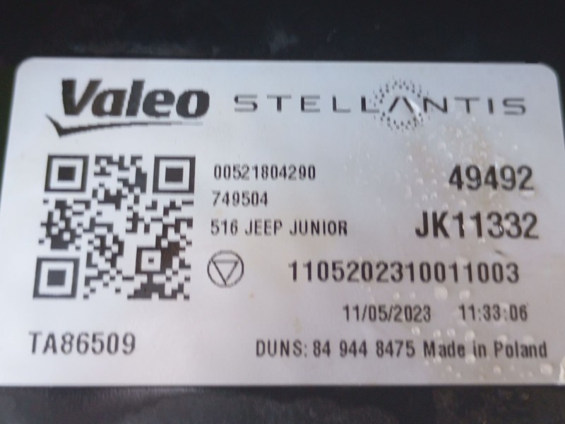 Recambio de panel frontal para jeep avenger 1.2 turbo 100 referencia OEM IAM  JK11332 