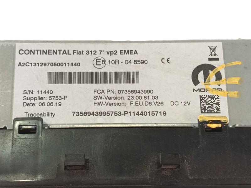 Recambio de pantalla multifuncion para fiat 500 (312_) 1.2 (312axa1a) referencia OEM IAM   