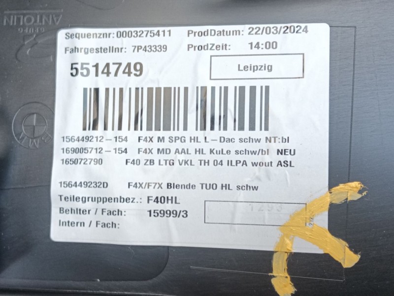 Recambio de guarnecido puerta trasera izquierda para bmw 1 (f40) 118 d referencia OEM IAM   