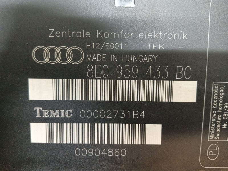 Recambio de modulo electronico para audi a4 b6 (8e2) 1.9 tdi referencia OEM IAM 8E0959433BD 00002731B4 