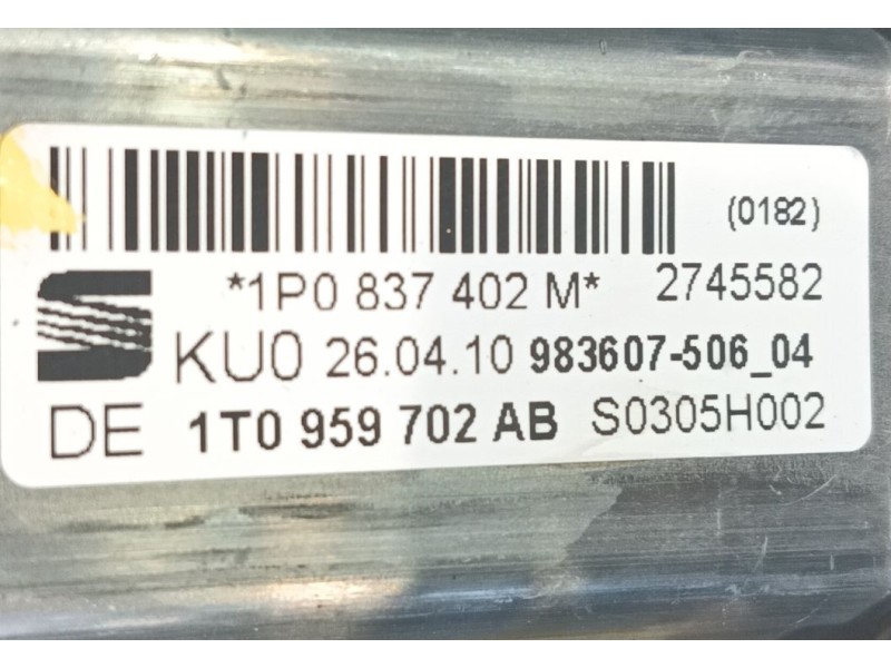 Recambio de elevalunas delantero derecho para seat leon (1p1) 1.6 tdi referencia OEM IAM   