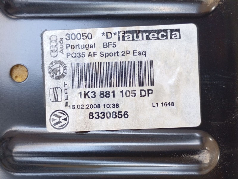 Recambio de asiento delantero izquierdo para volkswagen eos (1f7, 1f8) 2.0 tdi referencia OEM IAM  1K3881105DP 