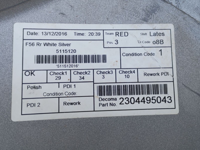 Recambio de paragolpes trasero para mini mini (f56) cooper d referencia OEM IAM  2304495043 