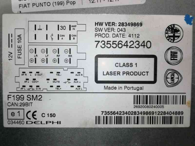 Recambio de sistema audio / radio cd para fiat punto (199) pop referencia OEM IAM 7355642340 28349869 F199SM2 28349869