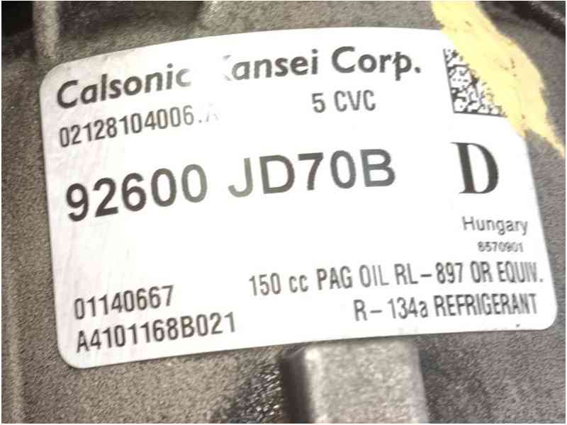Recambio de compresor aire acondicionado para nissan qashqai i (j10, nj10) 2.0 dci referencia OEM IAM 92610JD70B / 92600BB61C  