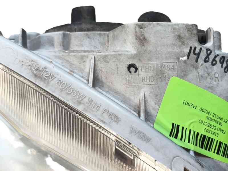 Recambio de faro derecho para chevrolet matiz (m200, m250) 0.8 referencia OEM IAM 96590406  