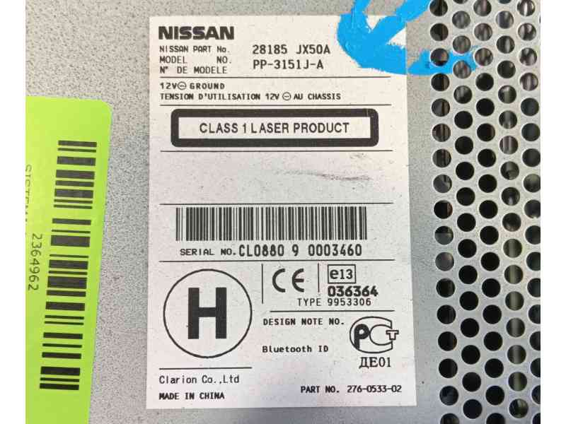 Recambio de sistema audio / radio cd para nissan nv200 furgoneta 1.5 dci 85 (m20, m20m) referencia OEM IAM   