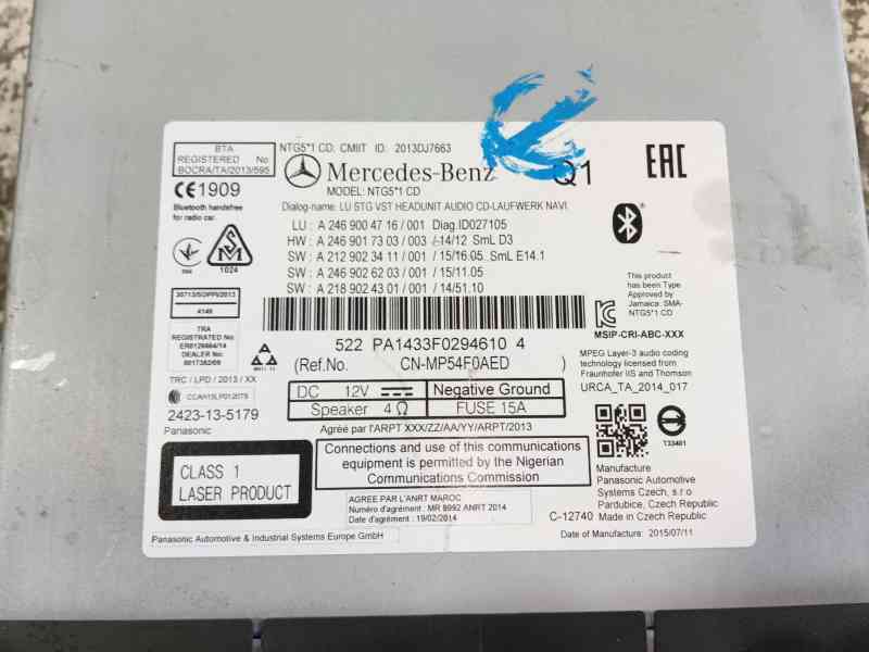 Recambio de sistema audio / radio cd para mercedes-benz cla coupé (c117) cla 200 cdi / d (117.308) referencia OEM IAM   