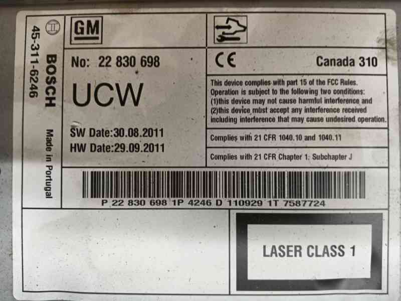 Recambio de sistema audio / radio cd para opel insignia a (g09) 2.0 cdti (68) referencia OEM IAM   