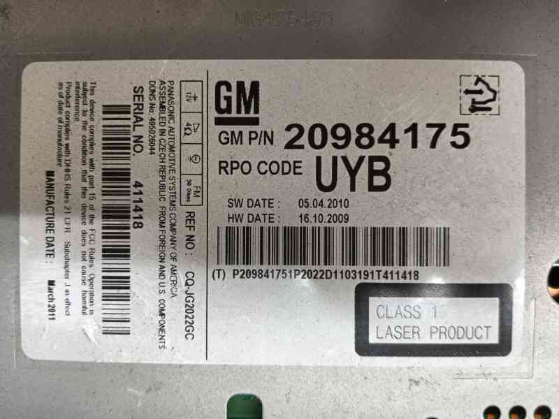 Recambio de sistema audio / radio cd para opel insignia a (g09) 2.0 cdti (68) referencia OEM IAM   