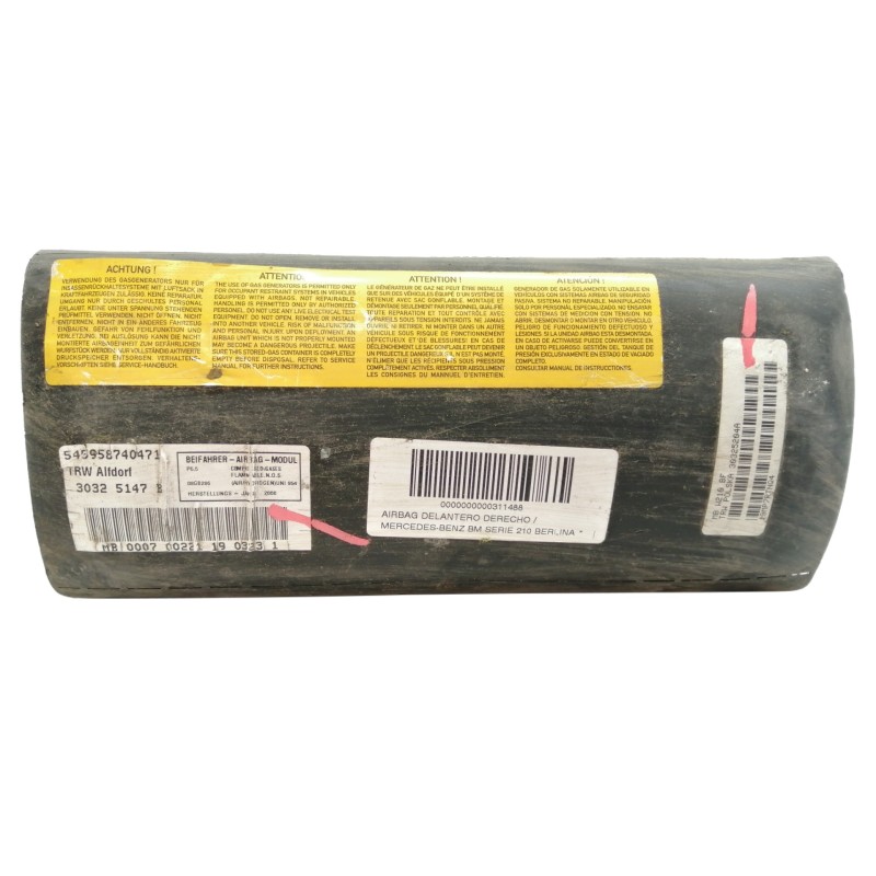 Recambio de airbag delantero derecho para mercedes-benz clase e (w210) berlina referencia OEM IAM 2108602205 30325147B MB0007002