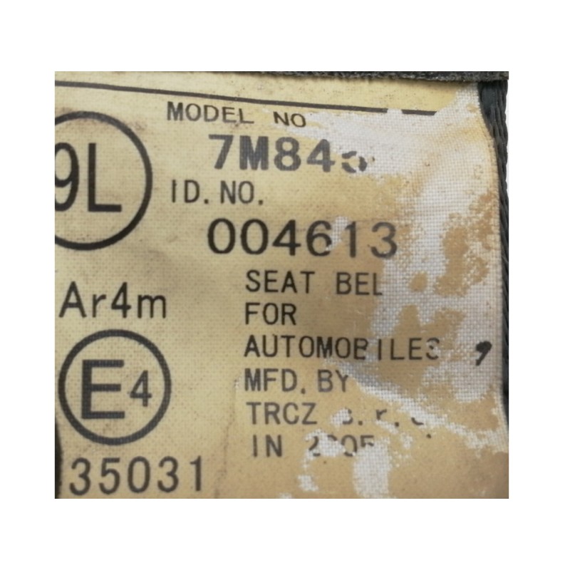 Recambio de cinturon seguridad trasero izquierdo para toyota yaris (ksp9/scp9/nlp9) luna referencia OEM IAM 7M8450  