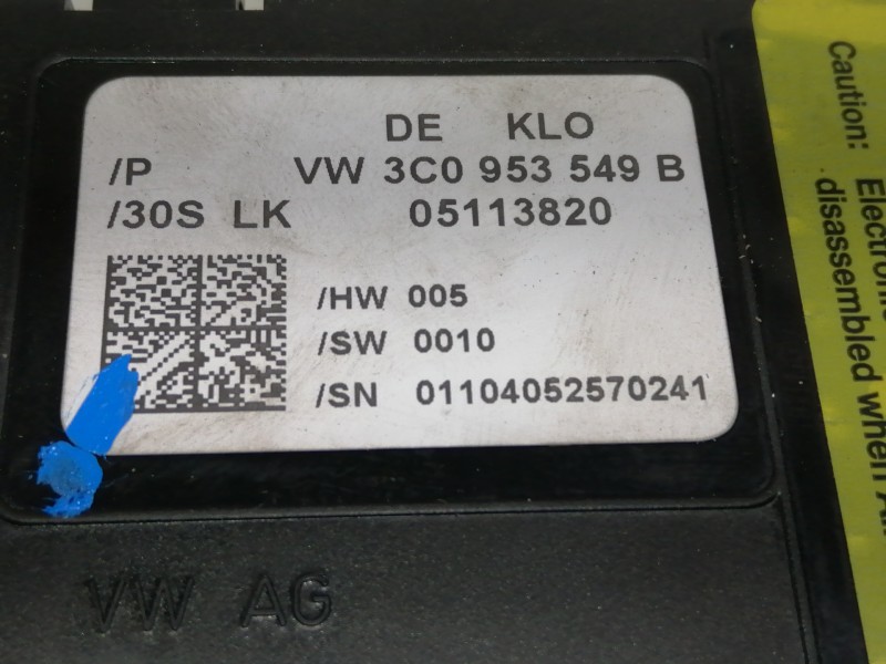 Recambio de centralita direccion para volkswagen passat berlina (3c2) highline referencia OEM IAM 3C0953549B 3C0953549 05113820