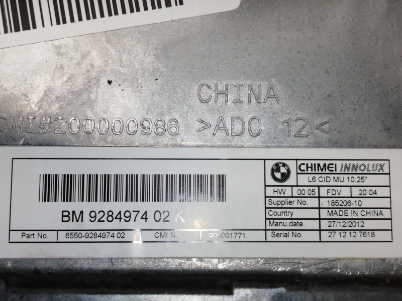 Recambio de pantalla multifuncion para bmw serie 5 lim. (f10) 530d xdrive referencia OEM IAM BM928497402K 6550928497402 / 185206