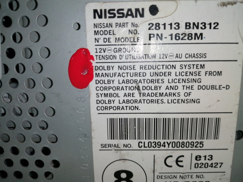 Recambio de sistema audio / radio cd para nissan almera (n16/e) referencia OEM IAM 28113BN312  