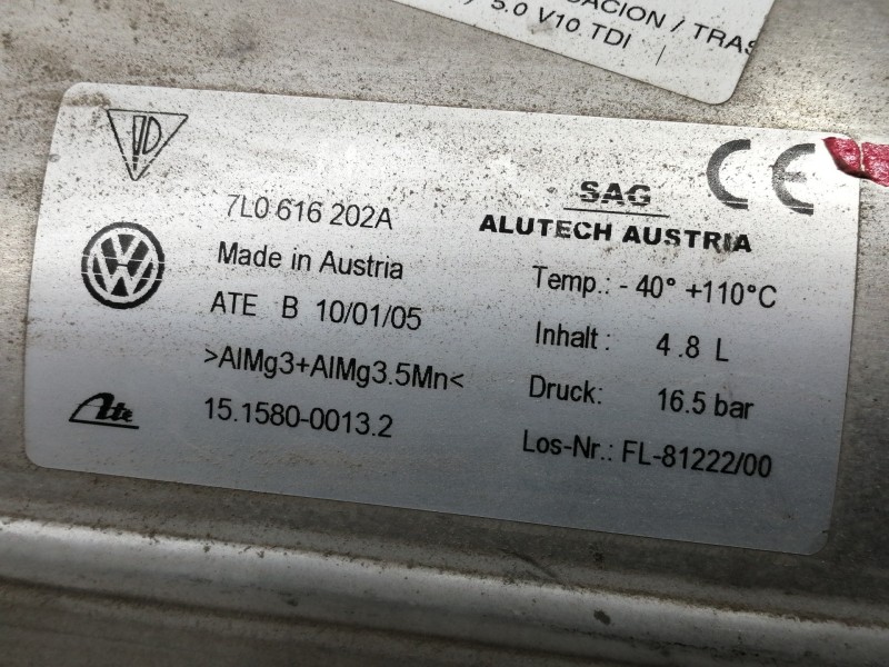 Recambio de acumulador central amortiguacion para volkswagen touareg (7l6) 5.0 v10 tdi dpf referencia OEM IAM 7L0616202A  
