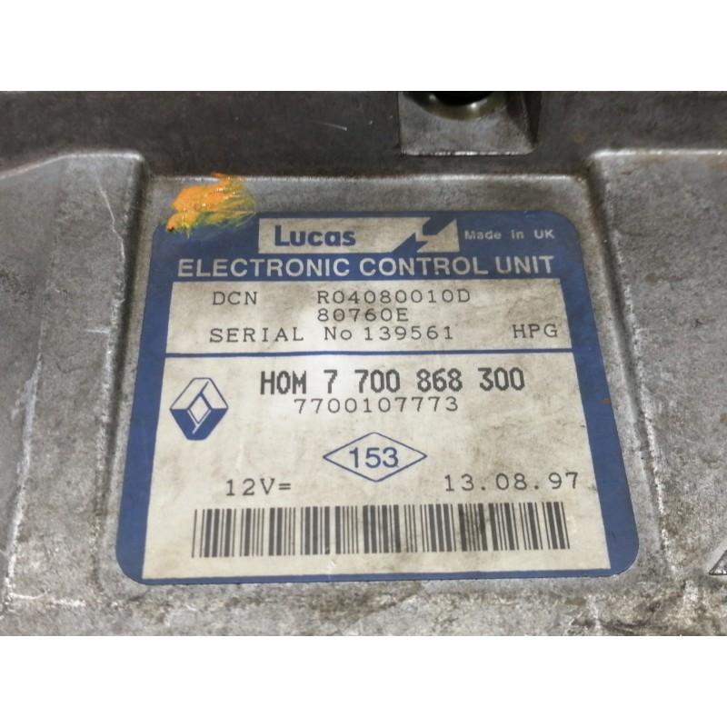 Recambio de centralita motor uce para renault kangoo (f/kc0) referencia OEM IAM 7700107773 DCN R04080010D / 80760E 139561 / HOM 