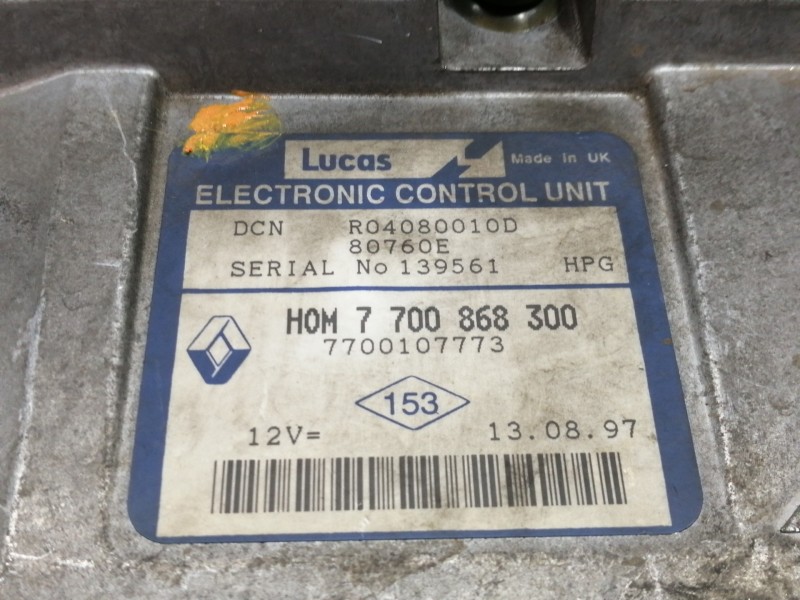Recambio de centralita motor uce para renault kangoo (f/kc0) referencia OEM IAM 7700107773 DCN R04080010D / 80760E 139561 / HOM 
