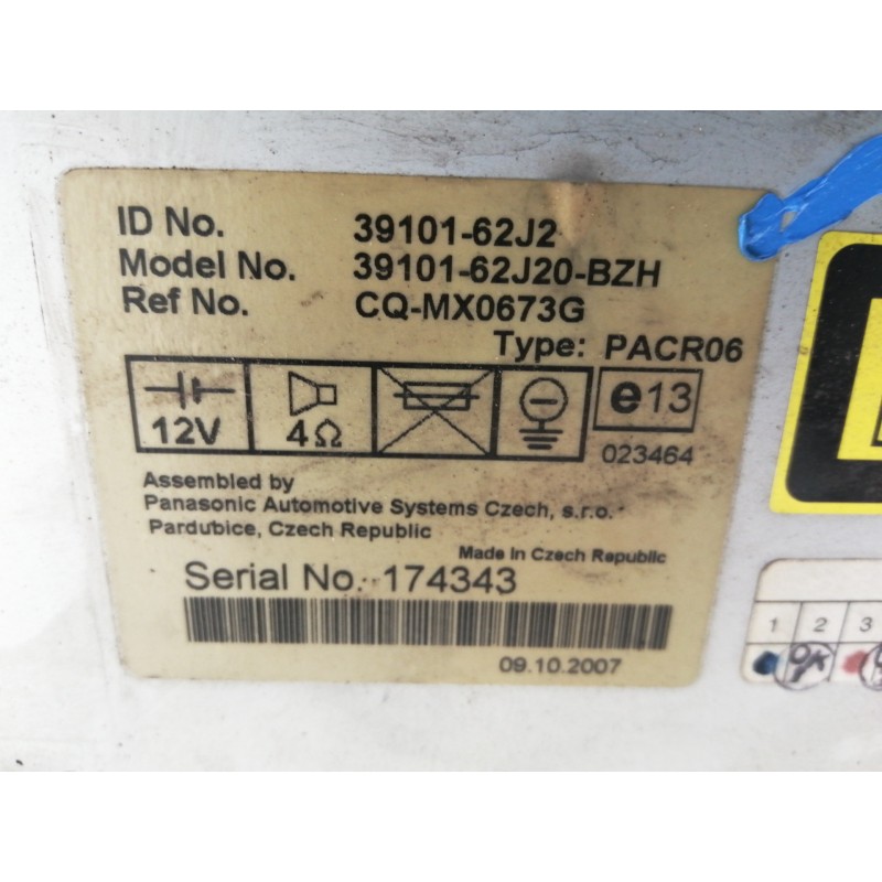 Recambio de sistema audio / radio cd para suzuki swift azg (nz) referencia OEM IAM 3610162J2  