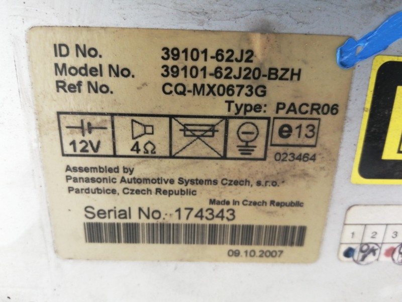 Recambio de sistema audio / radio cd para suzuki swift azg (nz) referencia OEM IAM 3610162J2  