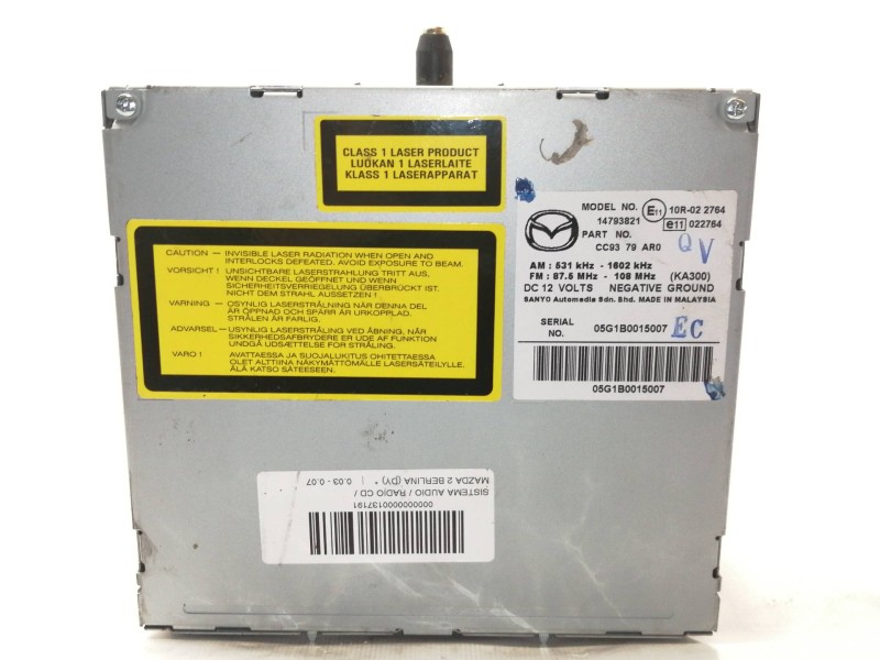 Recambio de sistema audio / radio cd para mazda 2 berlina (dy) referencia OEM IAM 10R022764  