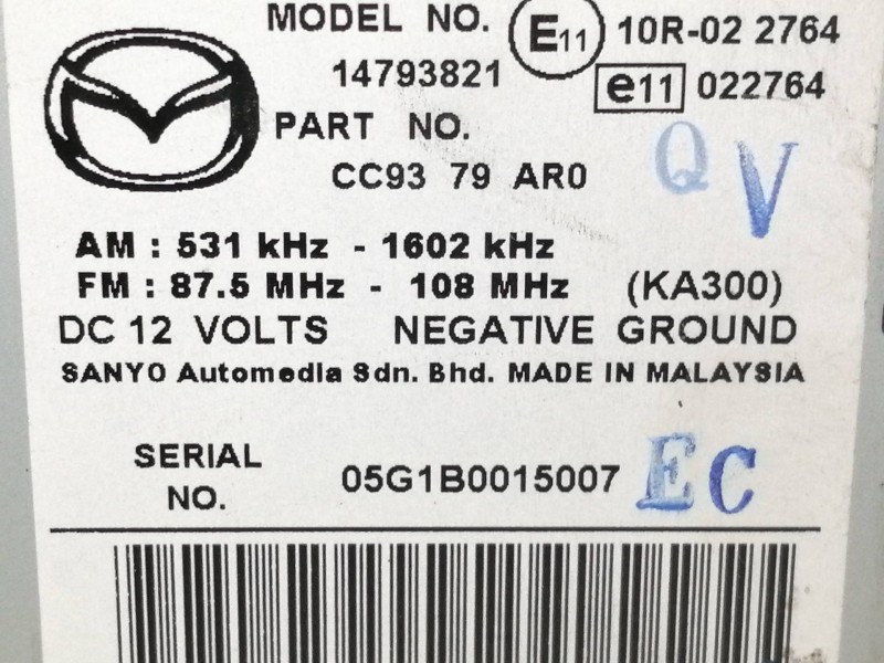 Recambio de sistema audio / radio cd para mazda 2 berlina (dy) referencia OEM IAM 10R022764  