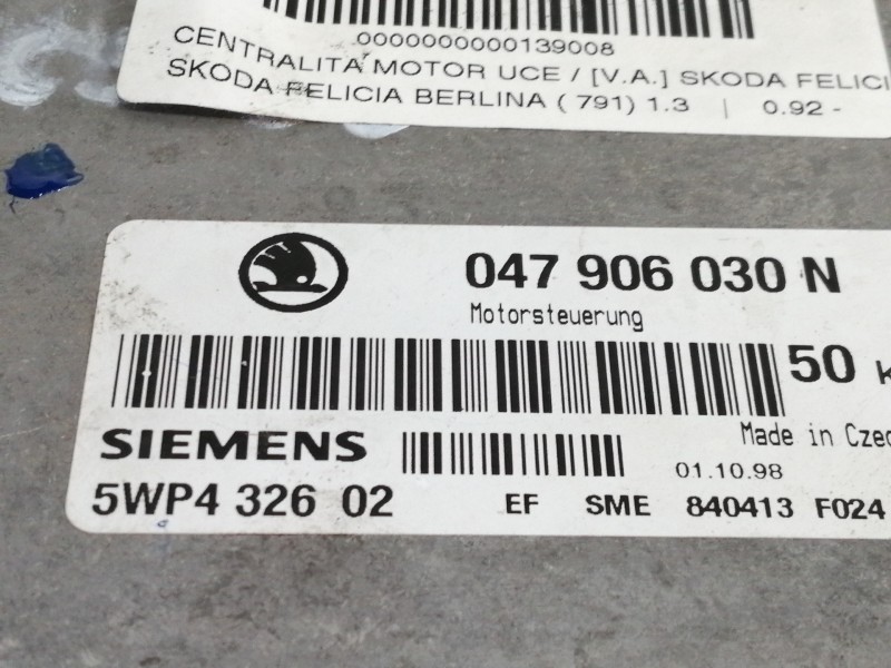 Recambio de centralita motor uce para skoda felicia berlina ( 791) 1.3 referencia OEM IAM 047906030N  