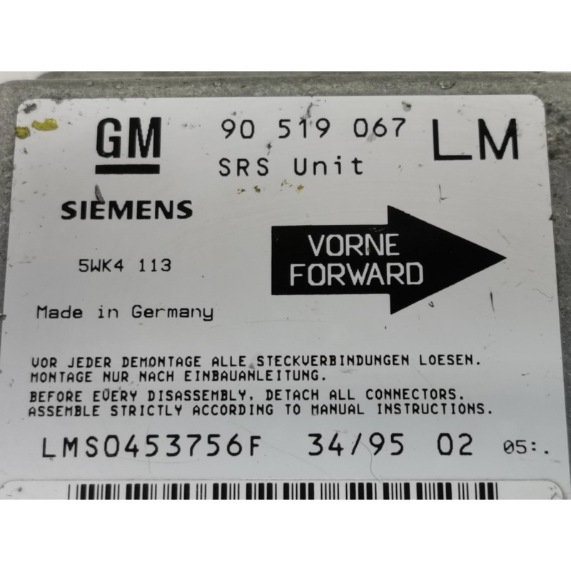 Recambio de centralita airbag para opel astra f berlina 1.6 16v referencia OEM IAM 90519067LM  