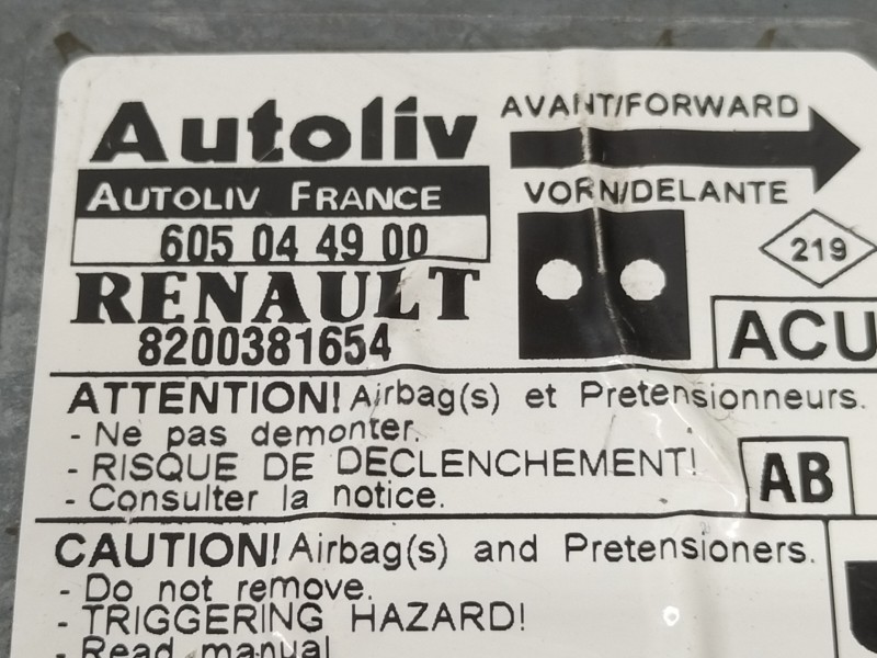 Recambio de centralita airbag para nissan kubistar (x76) pro (l1) referencia OEM IAM 605044900  