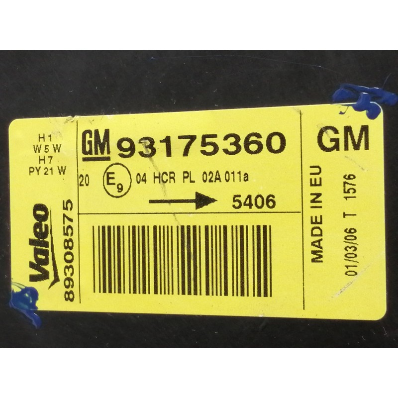 Recambio de faro izquierdo para opel meriva blue line referencia OEM IAM 93175360  