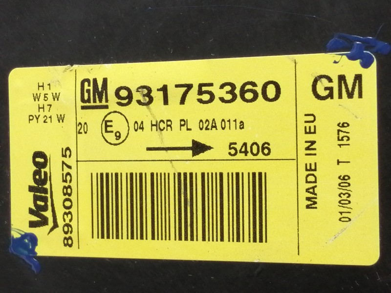 Recambio de faro izquierdo para opel meriva blue line referencia OEM IAM 93175360  