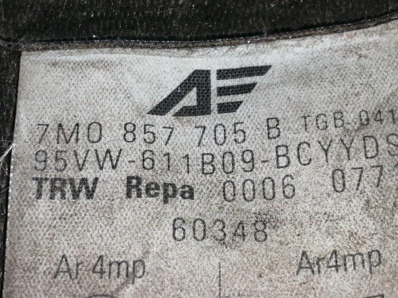 Recambio de cinturon seguridad delantero izquierdo para seat alhambra (7v8) sxe referencia OEM IAM 95VW611B09  5 PUERTAS