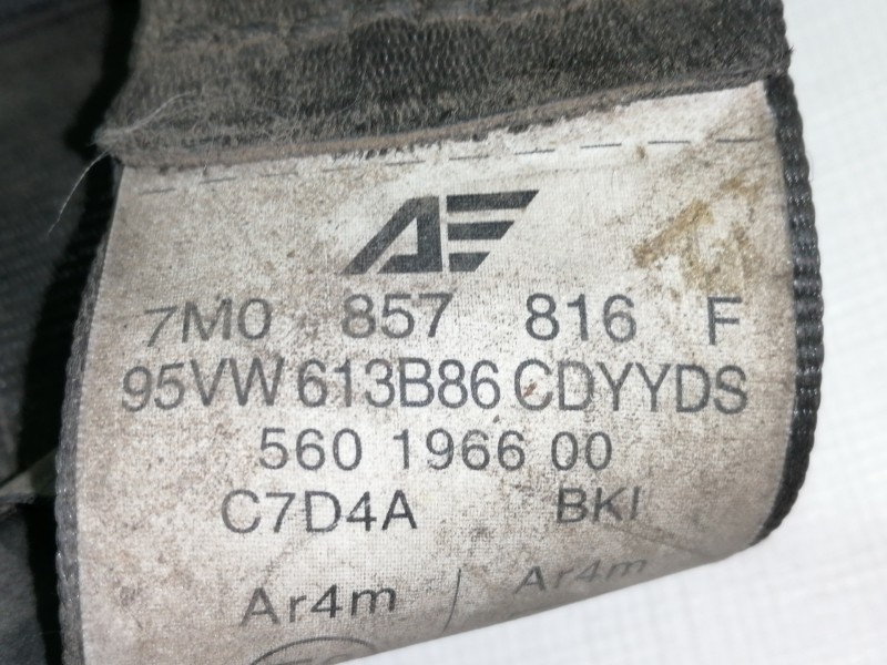 Recambio de cinturon seguridad trasero derecho para seat alhambra (7v8) sxe referencia OEM IAM 95VW613B86  