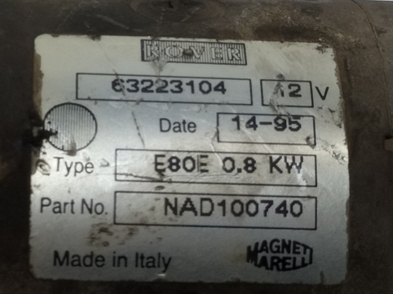 Recambio de motor arranque para mg serie 400 (xw) 414 si referencia OEM IAM 63223104  