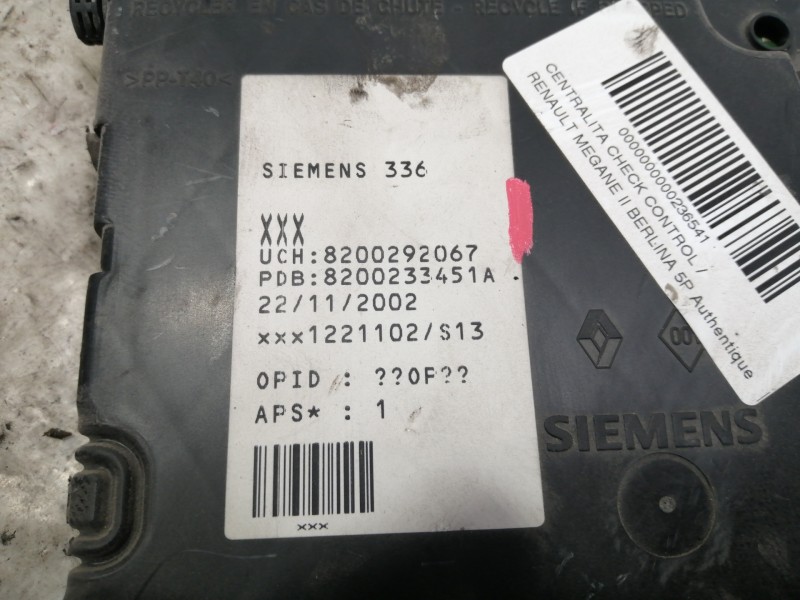 Recambio de centralita check control para renault megane ii berlina 5p authentique referencia OEM IAM 8200292067 8200233451A 