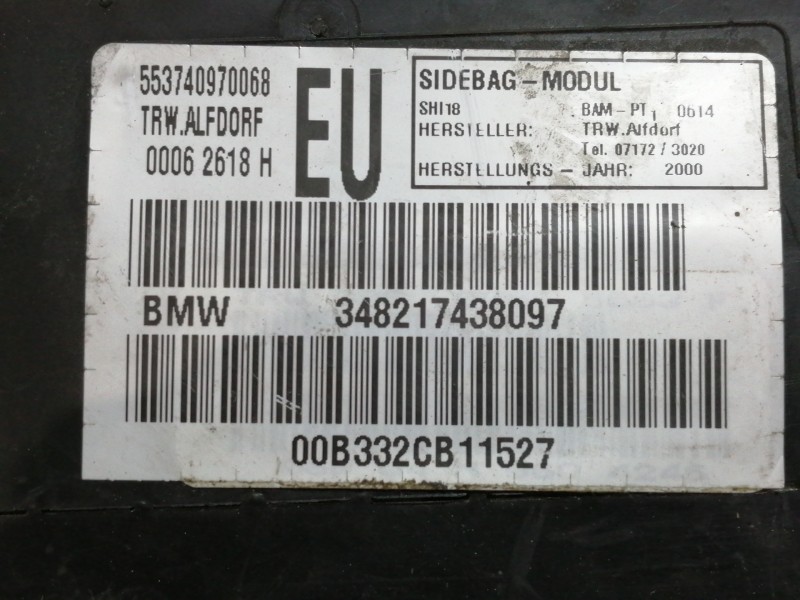 Recambio de airbag lateral derecho para bmw serie 3 berlina (e46) 320d referencia OEM IAM 553740970068 348217438097 
