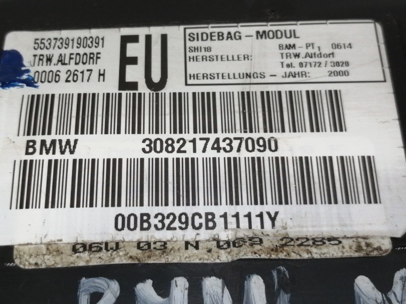 Recambio de airbag lateral izquierdo para bmw serie 3 berlina (e46) 320d referencia OEM IAM 72127037229  