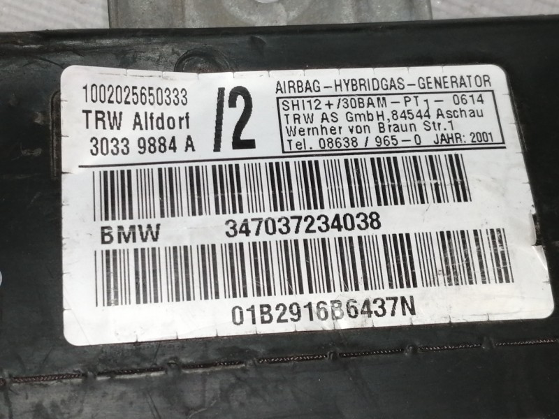 Recambio de airbag lateral derecho para bmw x5 (e53) 3.0d referencia OEM IAM 30339884A  