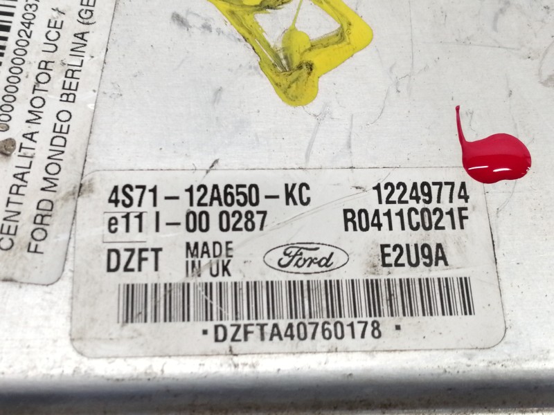 Recambio de centralita motor uce para ford mondeo berlina (ge) ghia referencia OEM IAM 4S7112A650KC  