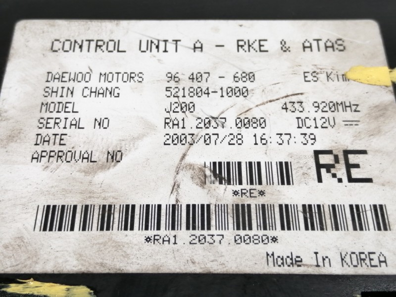 Recambio de centralita check control para daewoo nubira berlina 1.6 cat referencia OEM IAM 96407680 5218041000 