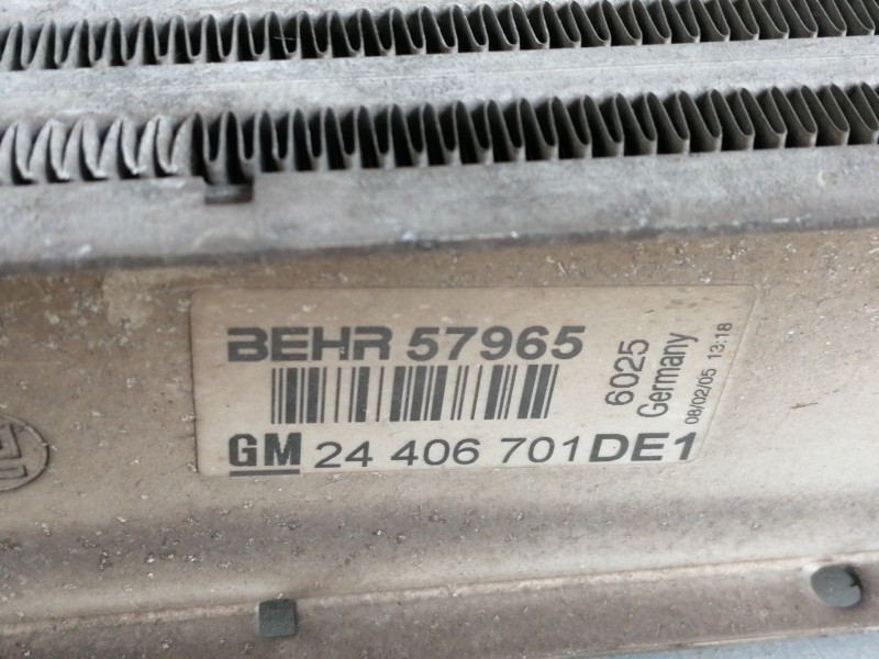 Recambio de intercooler para opel zafira a elegance referencia OEM IAM 57965  