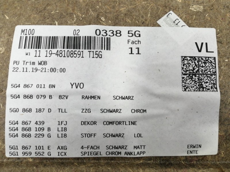 Recambio de guarnecido puerta delantera izquierda para volkswagen golf vii lim. (bq1) advance referencia OEM IAM 5G4867011 5G486