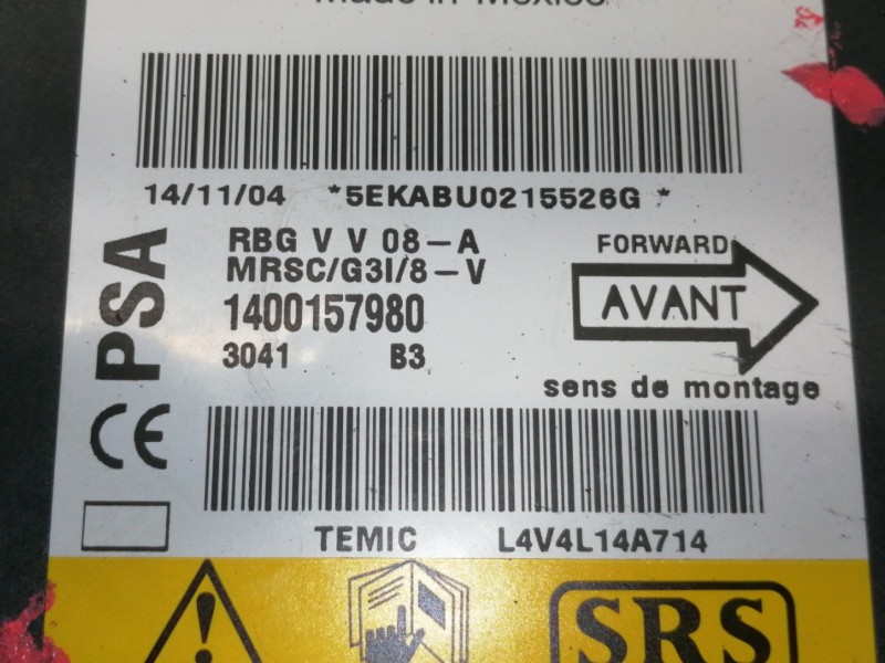 Recambio de centralita airbag para citroën c8 2.2 hdi 16v premier ii referencia OEM IAM 1400157980  