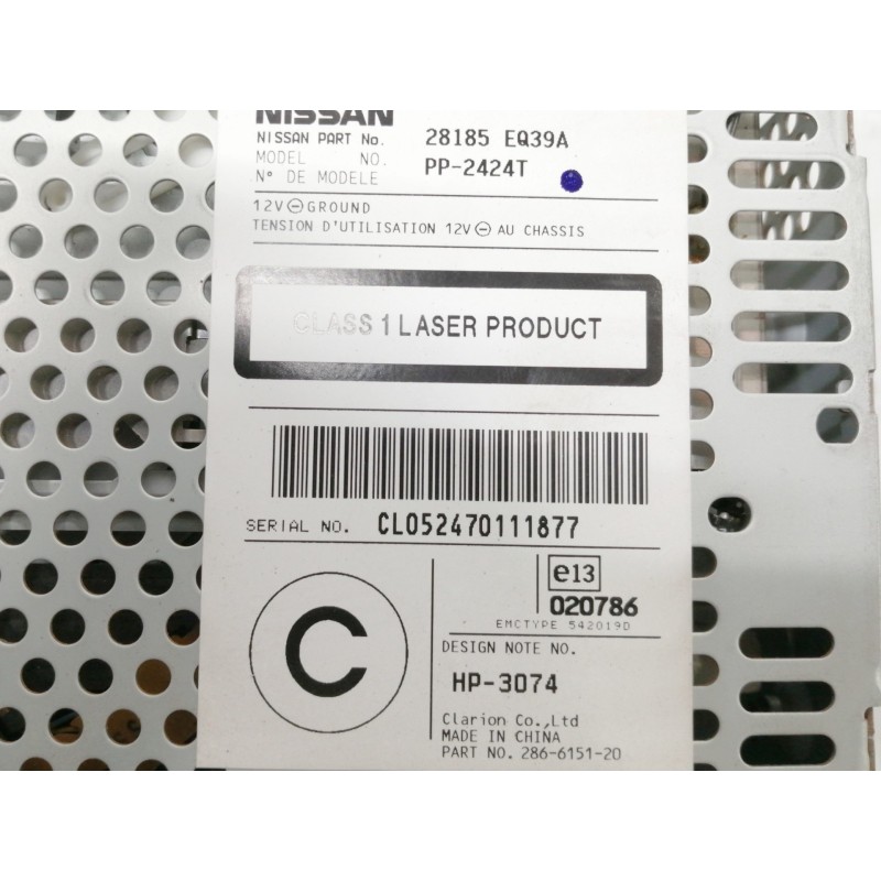 Recambio de sistema audio / radio cd para nissan x-trail (t30) comfort referencia OEM IAM 28185EQ39A PP2424T CL052470111877