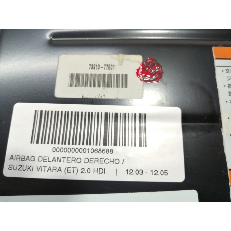 Recambio de airbag delantero derecho para suzuki vitara (et) 2.0 hdi referencia OEM IAM 7391077E01  