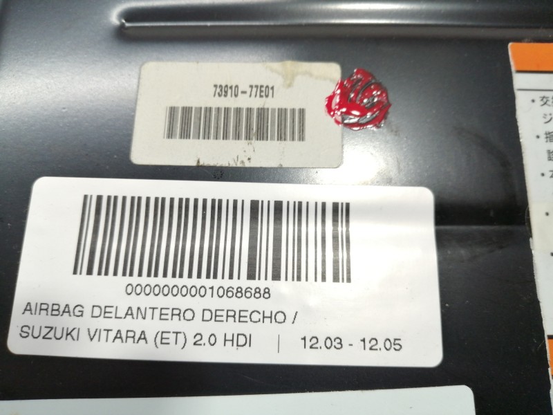 Recambio de airbag delantero derecho para suzuki vitara (et) 2.0 hdi referencia OEM IAM 7391077E01  