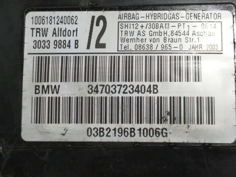 Recambio de airbag lateral delantero derecho para bmw x5 (e53) 3.0d referencia OEM IAM 30339884B  