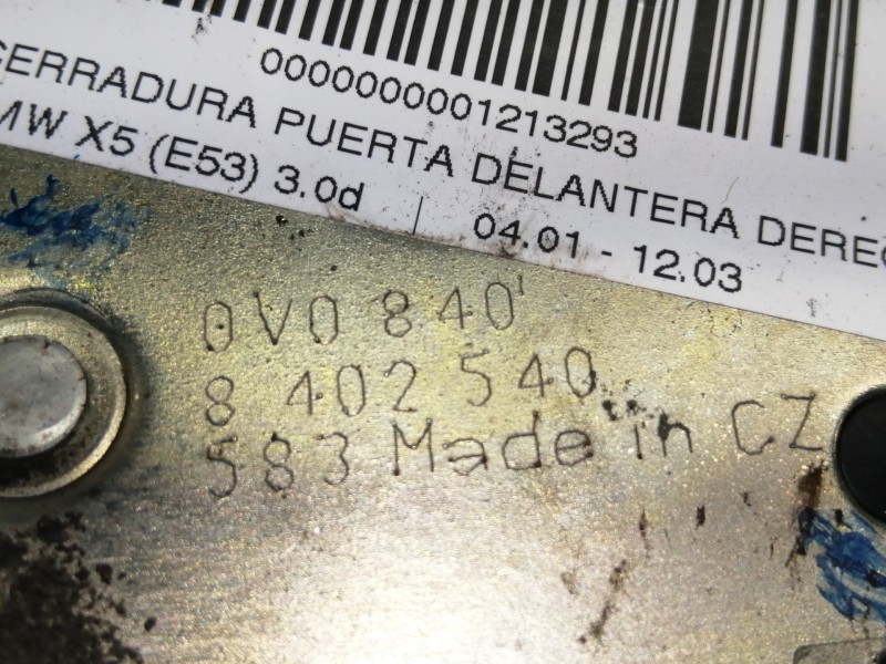 Recambio de cerradura puerta delantera derecha para bmw x5 (e53) 3.0d referencia OEM IAM 8402540 0V0840 