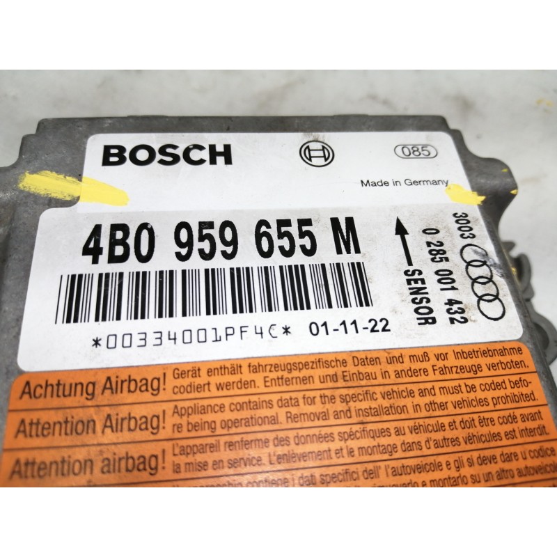 Recambio de centralita airbag para audi a6 berlina (4b2) 2.5 tdi referencia OEM IAM 4B0959655M 0285001432 