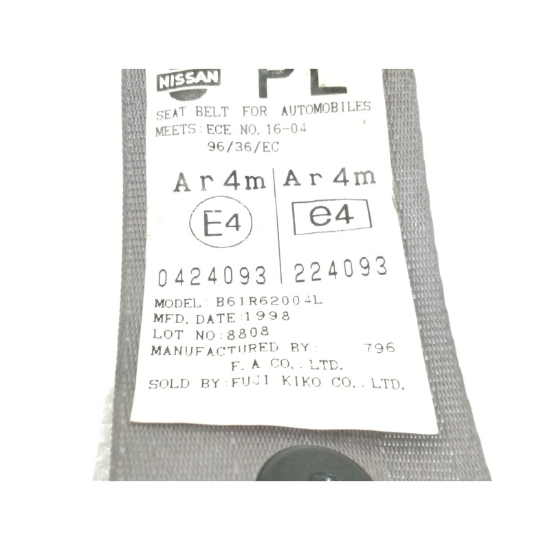 Recambio de cinturon seguridad trasero izquierdo para nissan almera (n15) gx referencia OEM IAM   